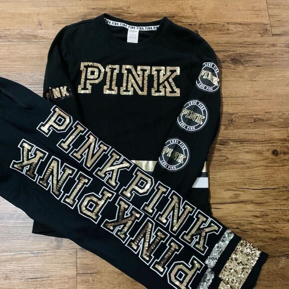 VS PINK BLING PULLOVER / MEGA BLING SWEATPANTS OUTFIT S - Picture 2 of 13